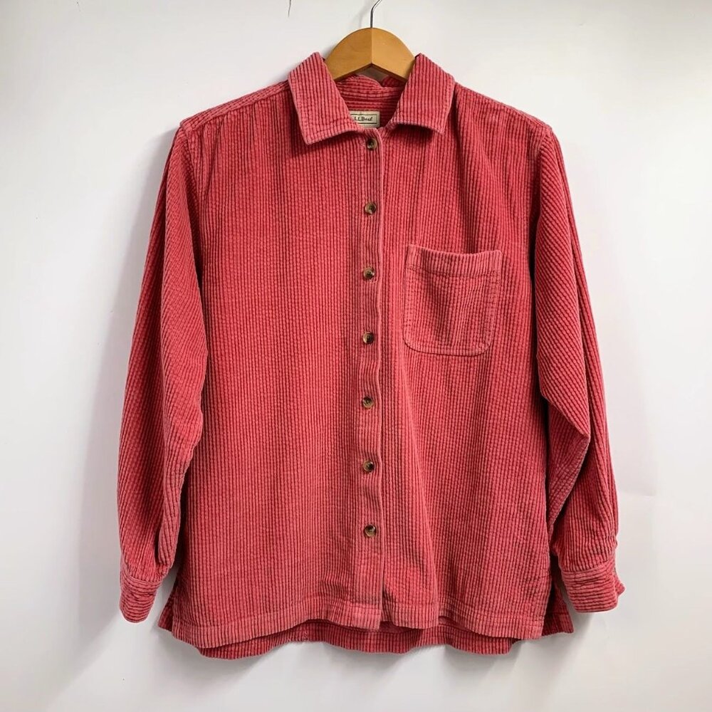 L.L. Bean Women's Comfort Corduroy Cotton Button Up Relaxed Shirt Size M